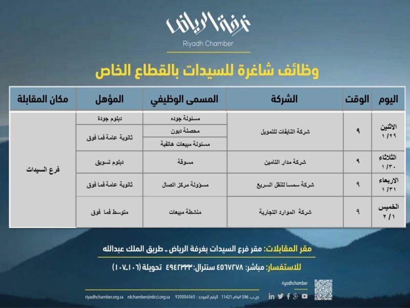 وظائف للنساء ب4 شركات في غرفة الرياض واتس الوظائف وظائف للنساء ب4 شركات في غرفة الرياض واتس الوظائف